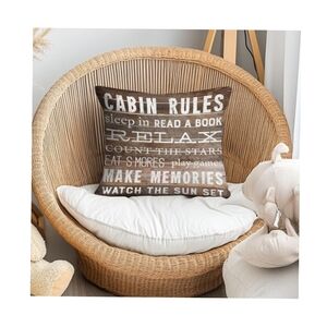 👣 4/$20.  Cabin Rules Pillow Cover Rustic Cabin Decor 18" x 18" NWT